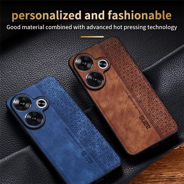 AZNS For Xiaomi Redmi Turbo 3 5G / Poco F6 5G Case PU Leather Coated TPU Imprinted Phone Cover - Black