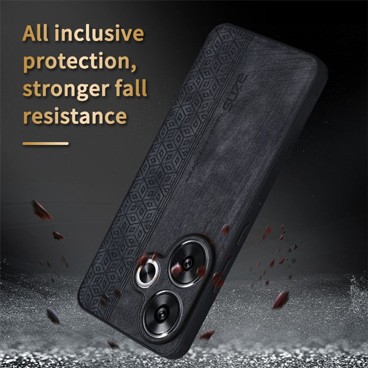 AZNS For Xiaomi Redmi Turbo 3 5G / Poco F6 5G Case PU Leather Coated TPU Imprinted Phone Cover - Black