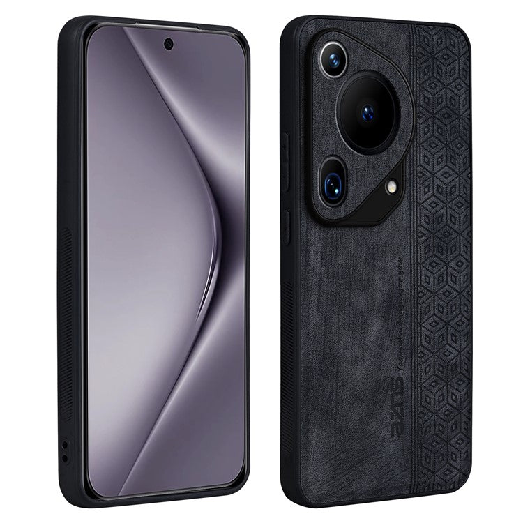 AZNS For Huawei Pura 70 Ultra Case PU Leather+TPU Imprinted Pattern Anti-slip Grip Phone Cover - Black