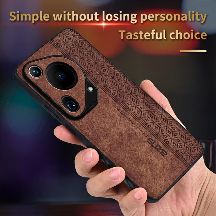 AZNS For Huawei Pura 70 Ultra Case PU Leather+TPU Imprinted Pattern Anti-slip Grip Phone Cover - Blue