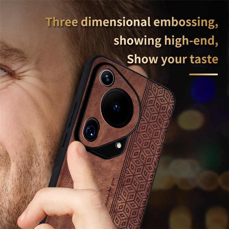 AZNS For Huawei Pura 70 Ultra Case PU Leather+TPU Imprinted Pattern Anti-slip Grip Phone Cover - Blue