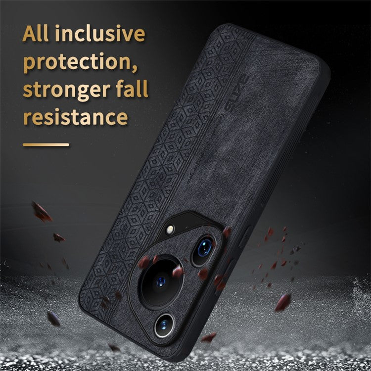 AZNS For Huawei Pura 70 Ultra Case PU Leather+TPU Imprinted Pattern Anti-slip Grip Phone Cover - Blue