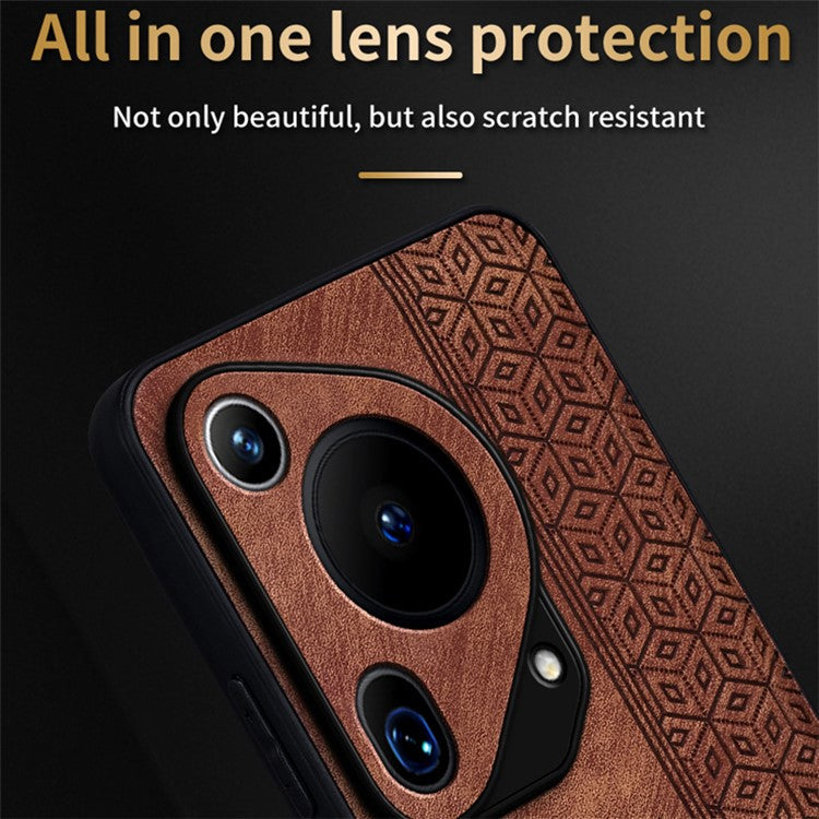 AZNS For Huawei Pura 70 Ultra Case PU Leather+TPU Imprinted Pattern Anti-slip Grip Phone Cover - Blue