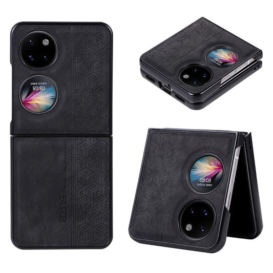 AZNS For Huawei Pocket 2 Folding Phone Case PU Leather Coated Hard PC Cover - Black