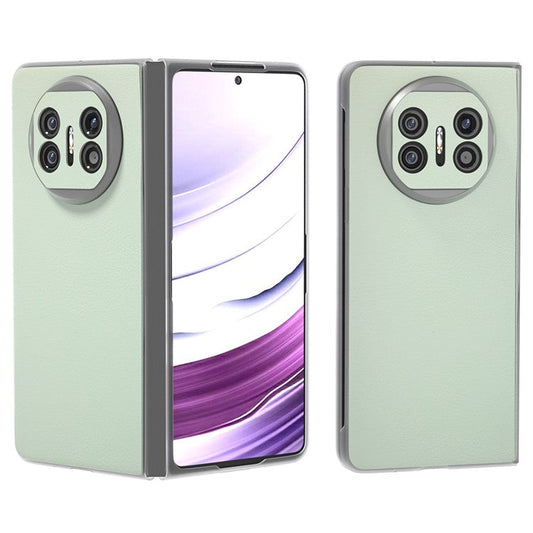 For Huawei Mate X5 Case Leather Coated PC Phone Cover with Clear Matte Edge - Light Green