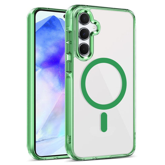 For Samsung Galaxy A55 5G Case Compatible with MagSafe TPU+PC Clear Phone Cover - Green