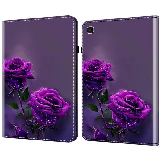 For Samsung Galaxy Tab A7 Lite 8.7-inch Case Pattern Leather Folio Tablet Cover - Purple Rose