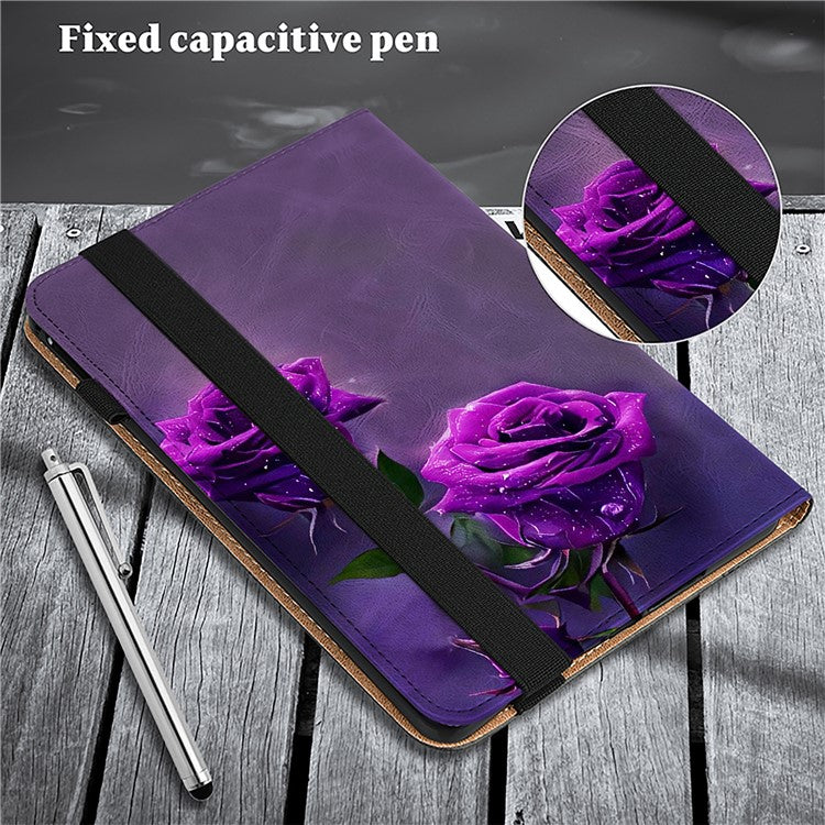 For Samsung Galaxy Tab A7 Lite 8.7-inch Case Pattern Leather Folio Tablet Cover - Purple Rose