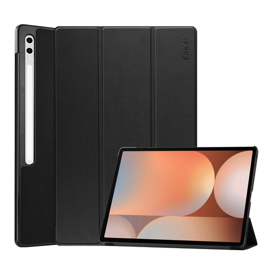 ENKAY For Samsung Galaxy Tab S9+ / Galaxy Tab S9 FE+ / Galaxy Tab S10+ ENKAY HAT PRINCE Trifold Stand Cover PU Leather+PC Tablet Case - Black
