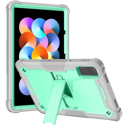 For Xiaomi Redmi Pad Kickstand Cover Silicone + PC Shock-Resistant Tablet Case - Grey+Mint Green