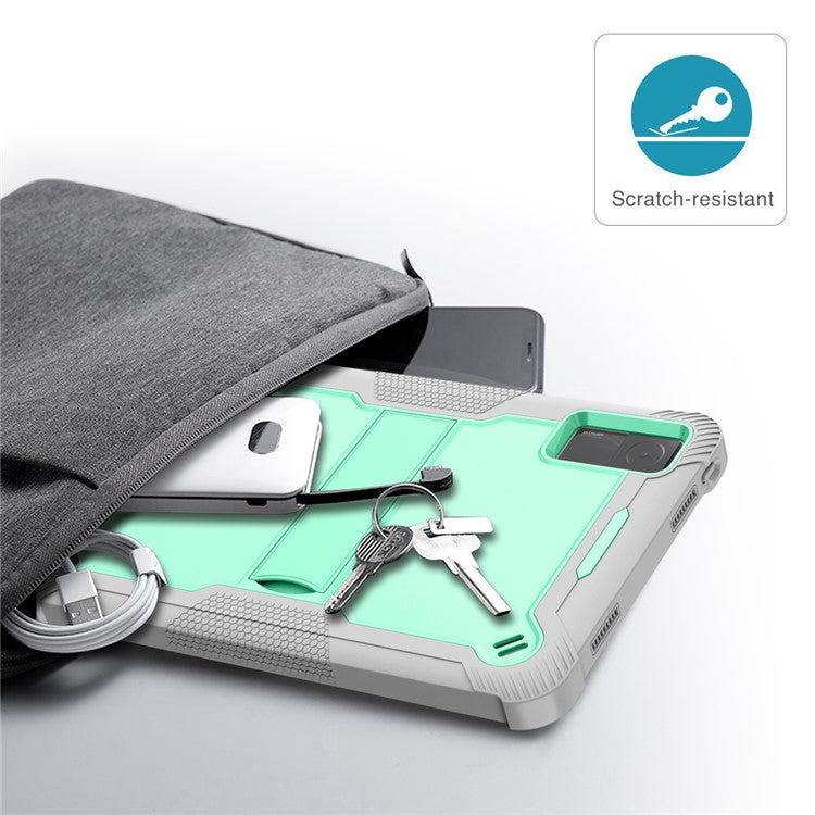 For Xiaomi Redmi Pad Kickstand Cover Silicone + PC Shock-Resistant Tablet Case - Grey+Mint Green