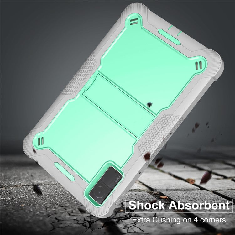 For Xiaomi Redmi Pad Kickstand Cover Silicone + PC Shock-Resistant Tablet Case - Grey+Mint Green