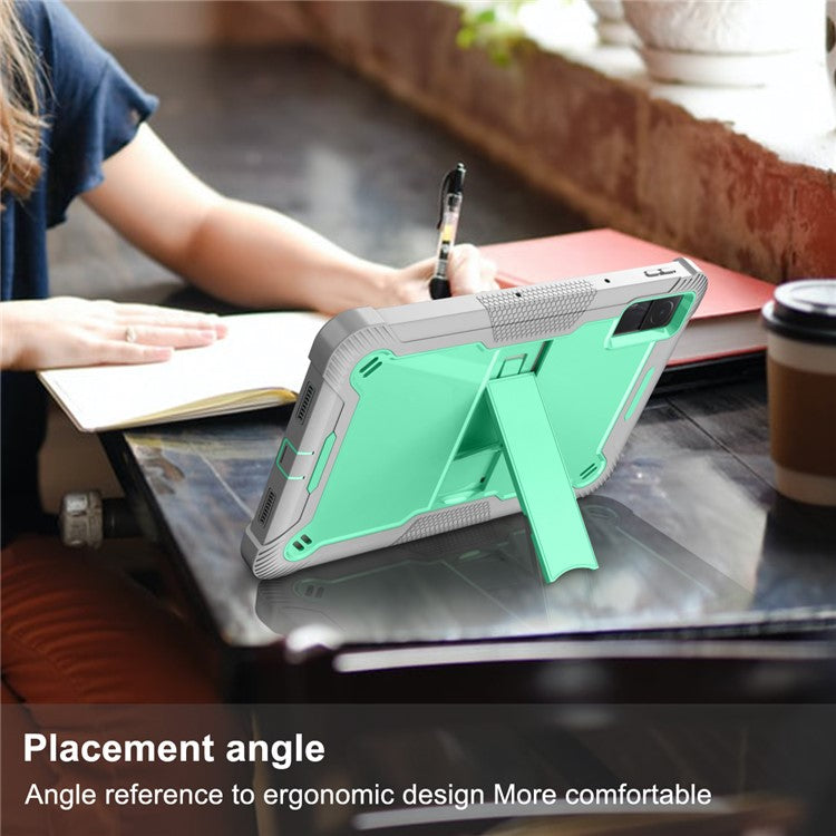 For Xiaomi Redmi Pad Kickstand Cover Silicone + PC Shock-Resistant Tablet Case - Grey+Mint Green