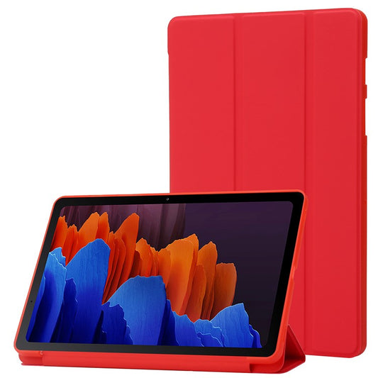 For Samsung Galaxy Tab S9 Case Anti-Scratch PU+ Silicone Tri-fold Stand Tablet Cover - Red