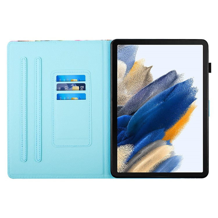 For Samsung Galaxy Tab A9+ Case Pattern Printing Stitching Leather Tablet Cover - Cat