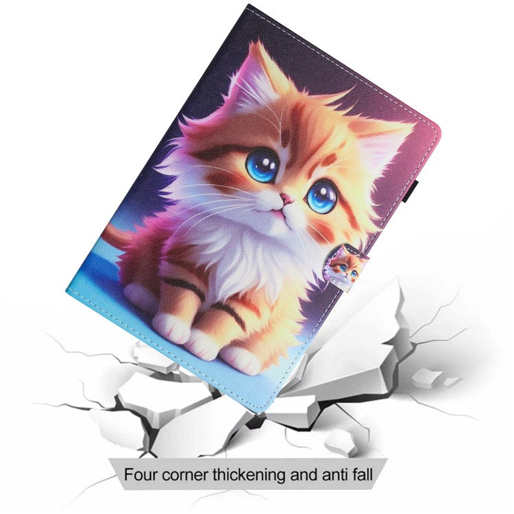 For Samsung Galaxy Tab A9+ Case Pattern Printing Stitching Leather Tablet Cover - Cat