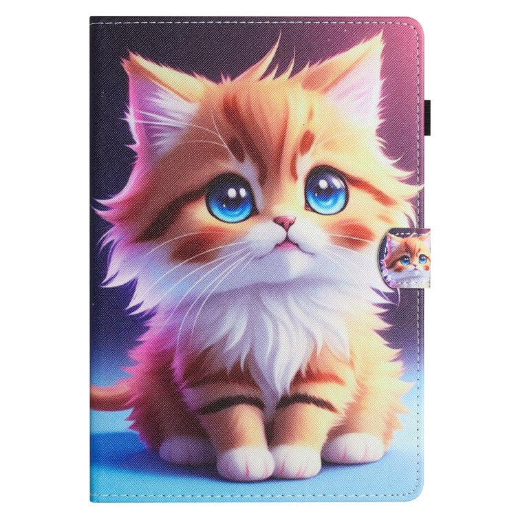 For Samsung Galaxy Tab A9+ Case Pattern Printing Stitching Leather Tablet Cover - Cat