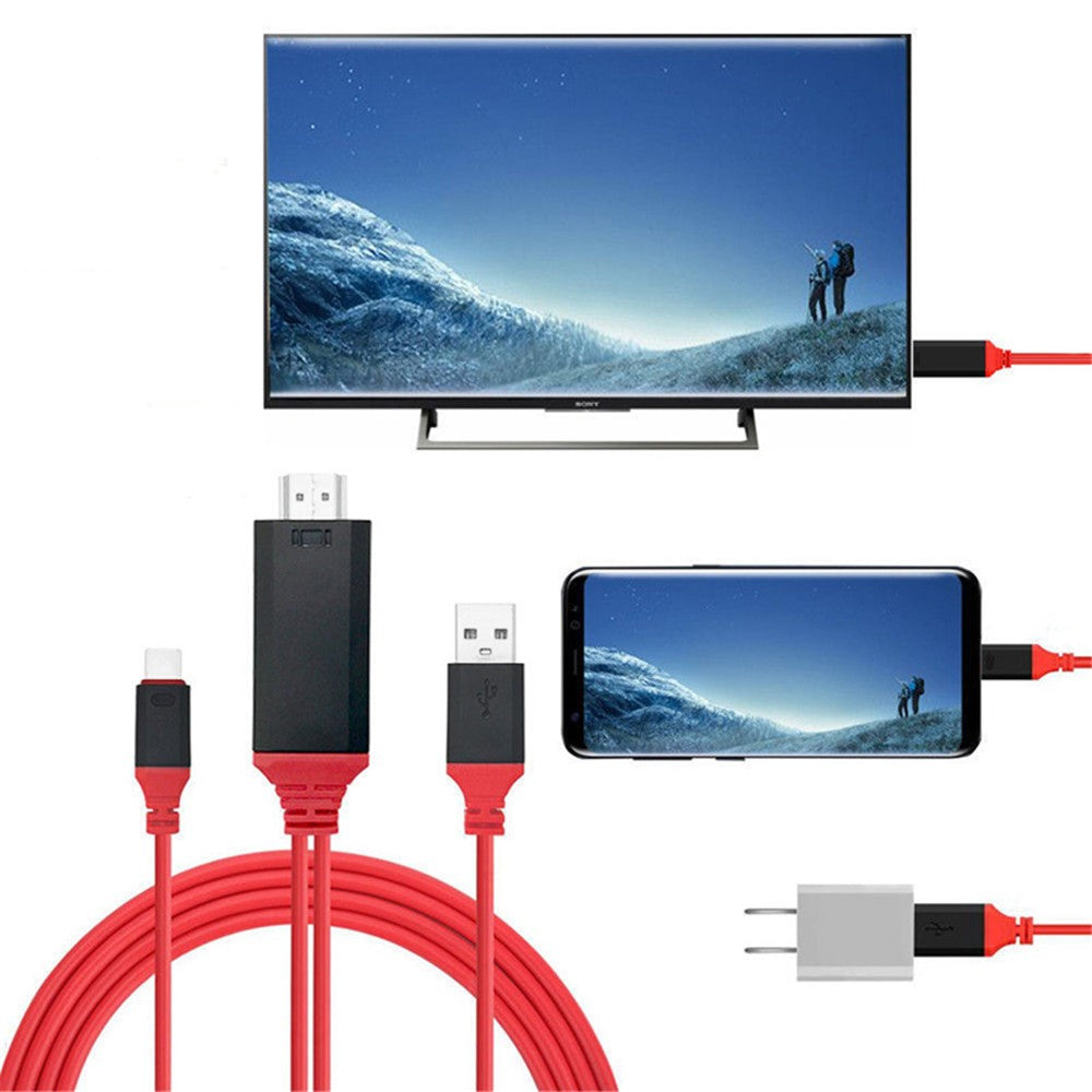 6.6ft/2m-Type-C-to-HDMI-Cable-Adapter-USB3.1-to-HDMI-Support-USB-Charging-Type-C-to-HDMI-Converter-4K*2K-Compatible-with-1080P-720P-White
