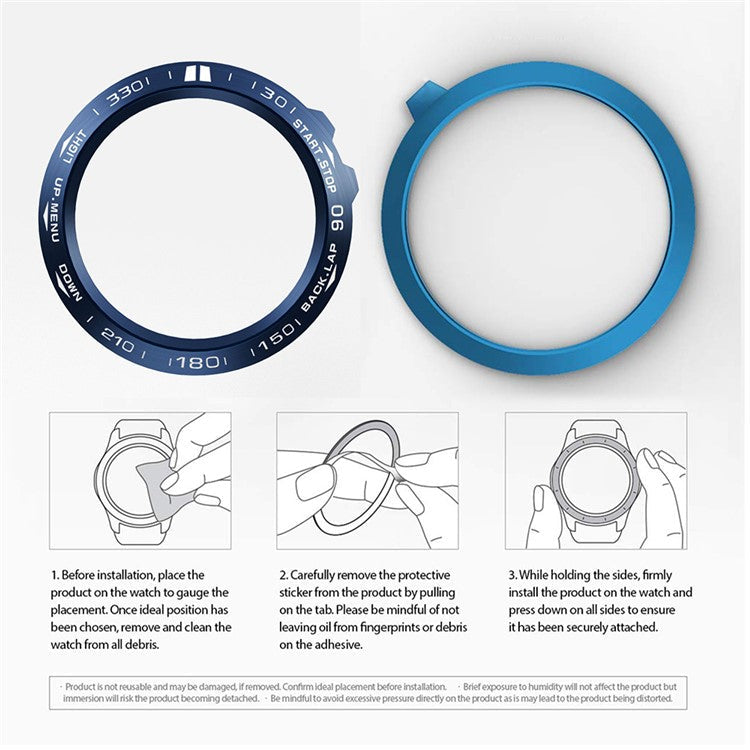 PRAGUS For Watch Bezel Ring Stainless Steel Adhesive Cover (B Type) for Garmin Fenix 3/Fenix 3 HR - Blue Background / White Characters