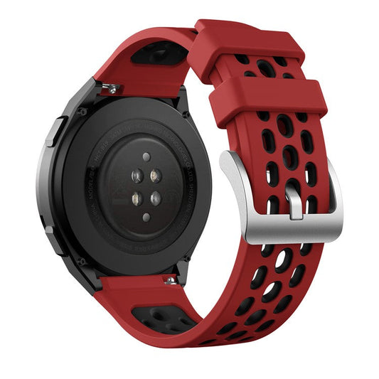 PRAGUS For Bi-color Silicone Smart Watch Strap Adjustable Watchband for Huawei Watch GT 2e - Red / Black