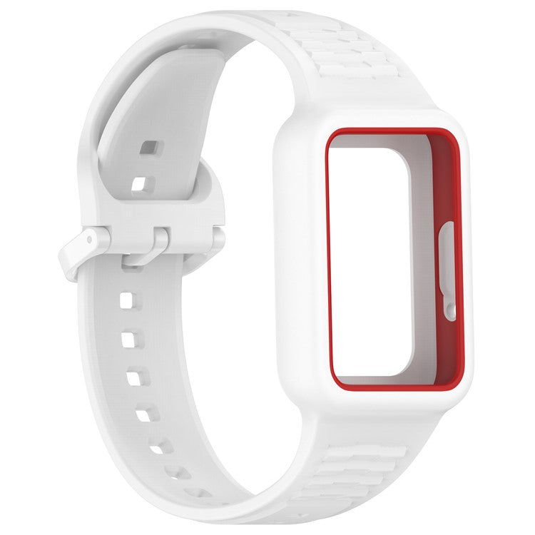 PRAGUS For Huawei Band 7 / Band 8 / Band 8 NFC / Band 9 / Band 9 NFC Integrated Silicone Strap Watch Case Replacement Wrist Band - White