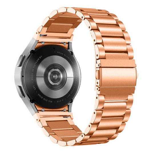 PRAGUS For Samsung Galaxy Watch7 44mm 40mm Stainless Steel Watch Band 3-Beads Wrist Strap - Rose Gold