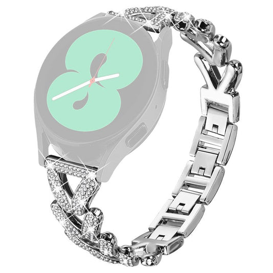 Zinc Alloy Twisted Watch Band Rhinestone Decor for Coros Pace 2 Watch Strap - Silver
