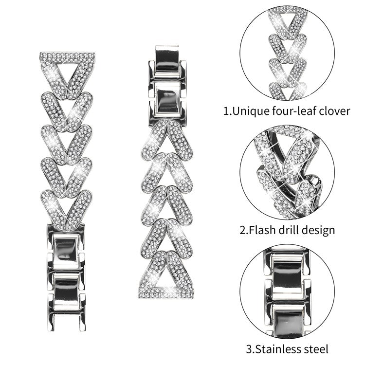 Zinc Alloy Twisted Watch Band Rhinestone Decor for Coros Pace 2 Watch Strap - Silver