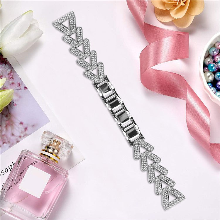 Zinc Alloy Twisted Watch Band Rhinestone Decor for Coros Pace 2 Watch Strap - Silver