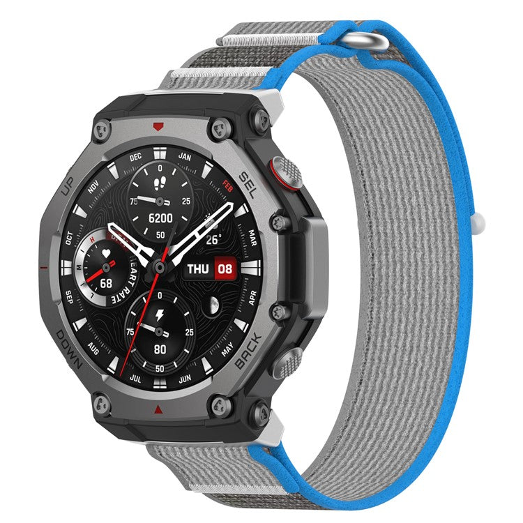 PRAGUS For Huami Amazfit T-Rex 3 Wtch Band Nylon Braided Replacement Watch Strap - Blue+Grey