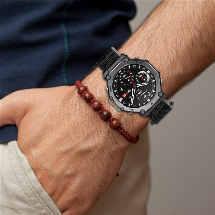 PRAGUS For Huami Amazfit T-Rex 3 Wtch Band Nylon Braided Replacement Watch Strap - Blue+Grey