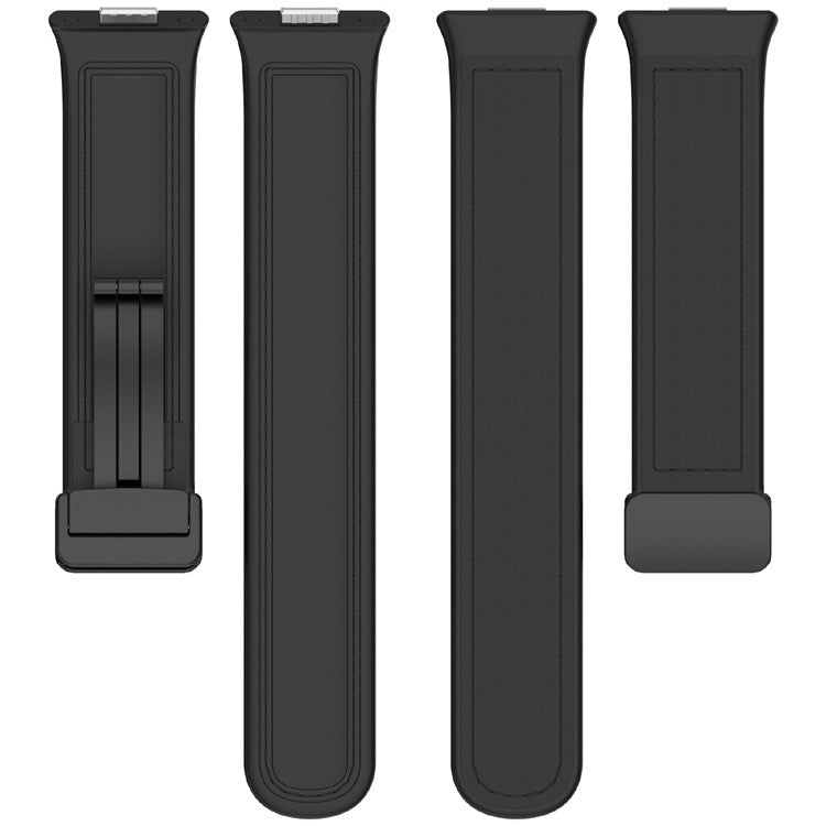PRAGUS For Huawei Watch Fit 3 Watch Band Magnetic Buckle Leather Coated Silicone Strap with Metal Connector - Green