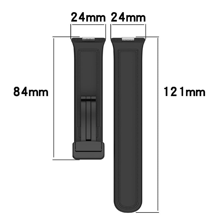 PRAGUS For Huawei Watch Fit 3 Watch Band Magnetic Buckle Leather Coated Silicone Strap with Metal Connector - Green
