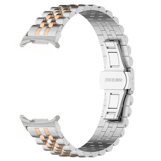 PRAGUS For Samsung Galaxy Watch Ultra 47mm Watch Band Stainless Steel Strap with Band Removal Tool - Silver / Rose Gold B