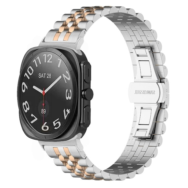 PRAGUS For Samsung Galaxy Watch Ultra 47mm Watch Band Stainless Steel Strap with Band Removal Tool - Silver / Rose Gold B