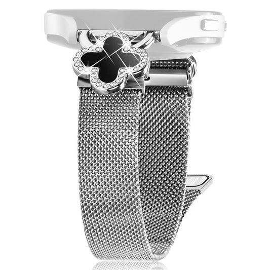 PRAGUS For Gabb Watch 1 Milanese Band Stainless Steel Magnetic Watch Strap with Clover Connector, Size: S - Silver / Black