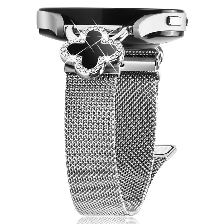 PRAGUS For Gabb Watch 1 Milanese Band Stainless Steel Magnetic Watch Strap with Clover Connector, Size: S - Silver / Black