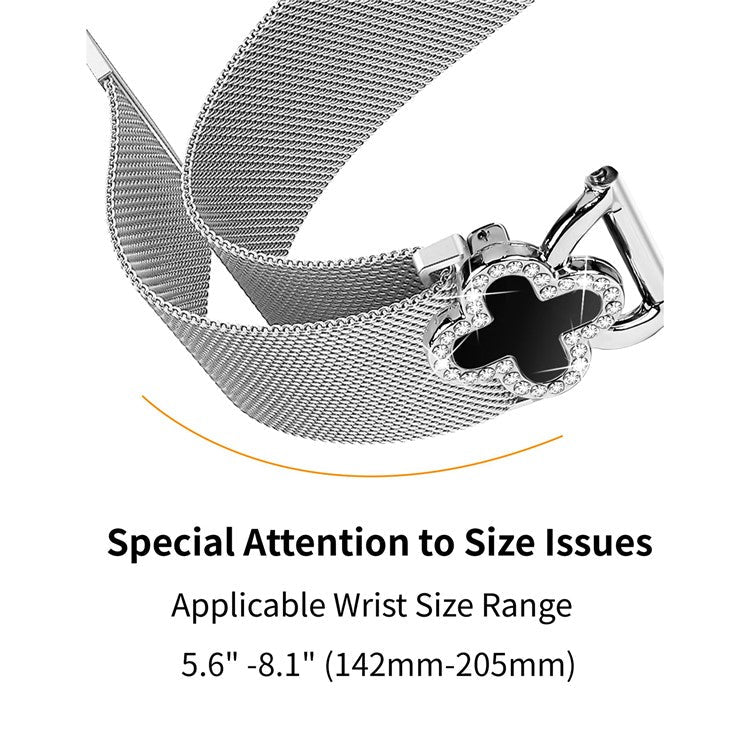 PRAGUS For Gabb Watch 1 Milanese Band Stainless Steel Magnetic Watch Strap with Clover Connector, Size: S - Silver / Black