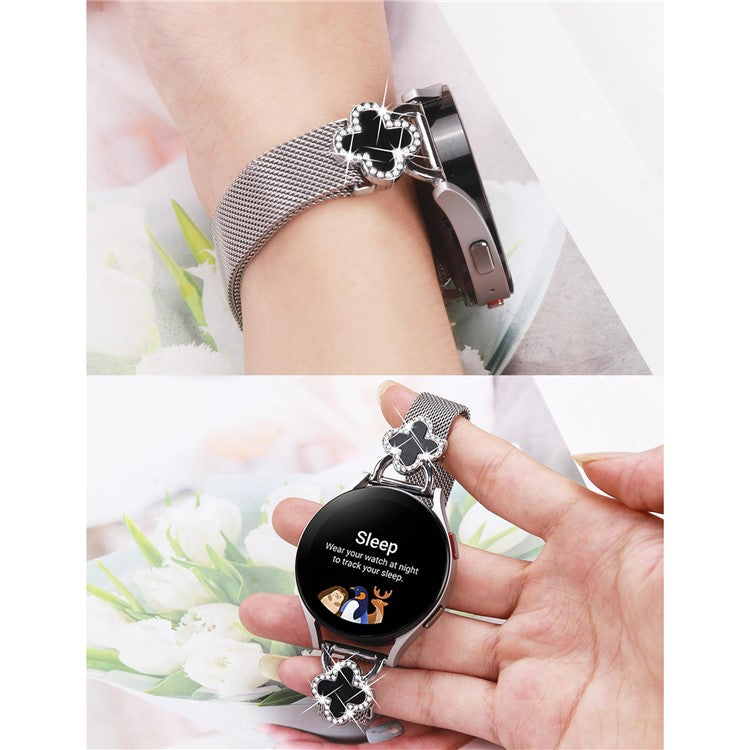 PRAGUS For Gabb Watch 1 Milanese Band Stainless Steel Magnetic Watch Strap with Clover Connector, Size: S - Silver / Black