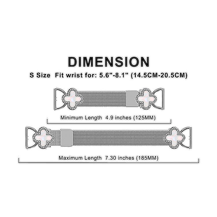 PRAGUS For Gabb Watch 1 Milanese Band Stainless Steel Magnetic Watch Strap with Clover Connector, Size: S - Silver / Black