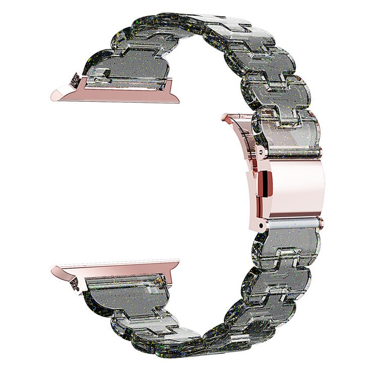 PRAGUS For Watch Band for Apple Watch Series 10 9 8 7 SE 6 5 4 3 2 1 42mm 41mm 40mm 38mm Electroplated PC Glitter Sparkle Strap - Transparent Black Glitter