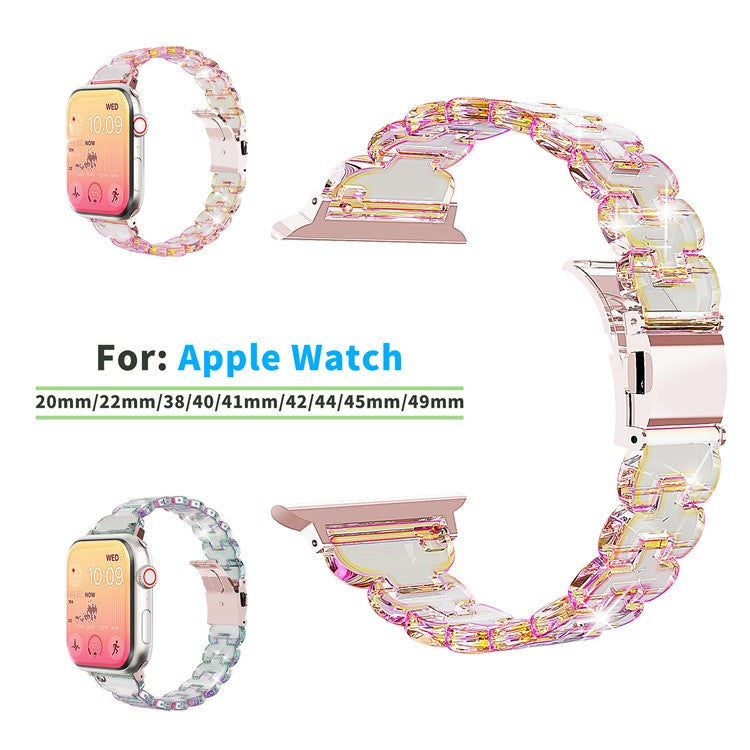 PRAGUS For Watch Band for Apple Watch Series 10 9 8 7 SE 6 5 4 3 2 1 42mm 41mm 40mm 38mm Electroplated PC Glitter Sparkle Strap - Transparent Black Glitter