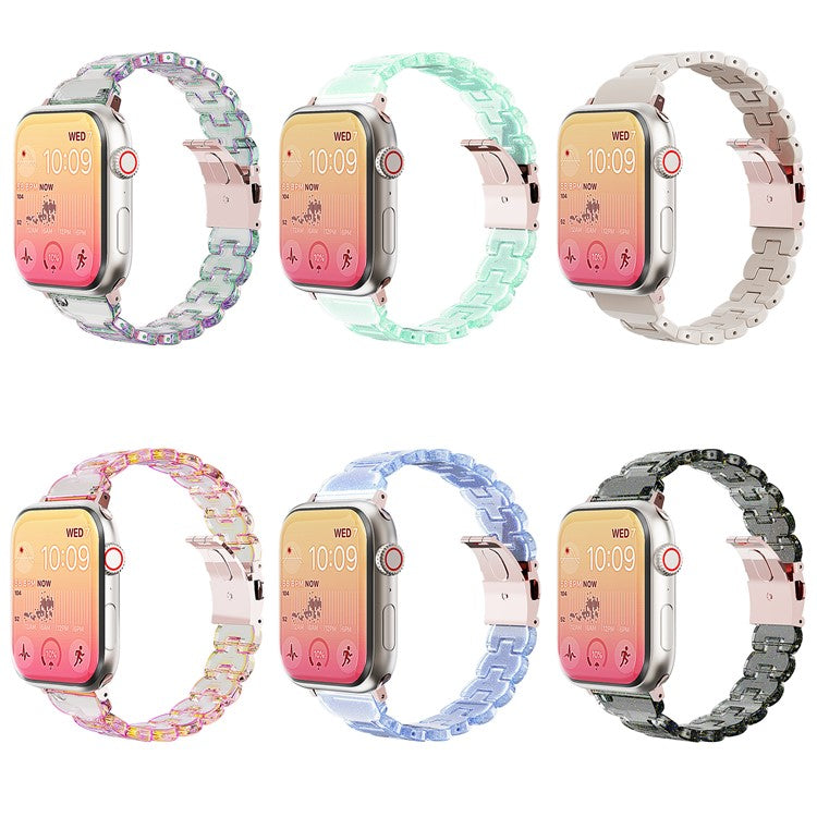 PRAGUS For Watch Band for Apple Watch Series 10 9 8 7 SE 6 5 4 3 2 1 42mm 41mm 40mm 38mm Electroplated PC Glitter Sparkle Strap - Transparent Black Glitter