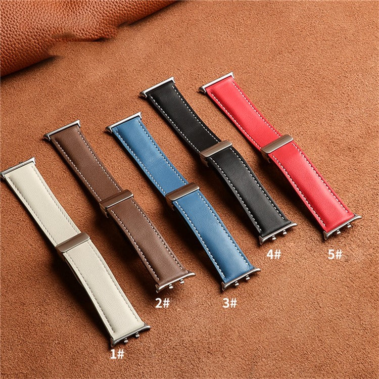 PRAGUS For Honor Watch 5 Leather Strap Folding Magnetic Buckle Pointed Tail Watch Band - Brown