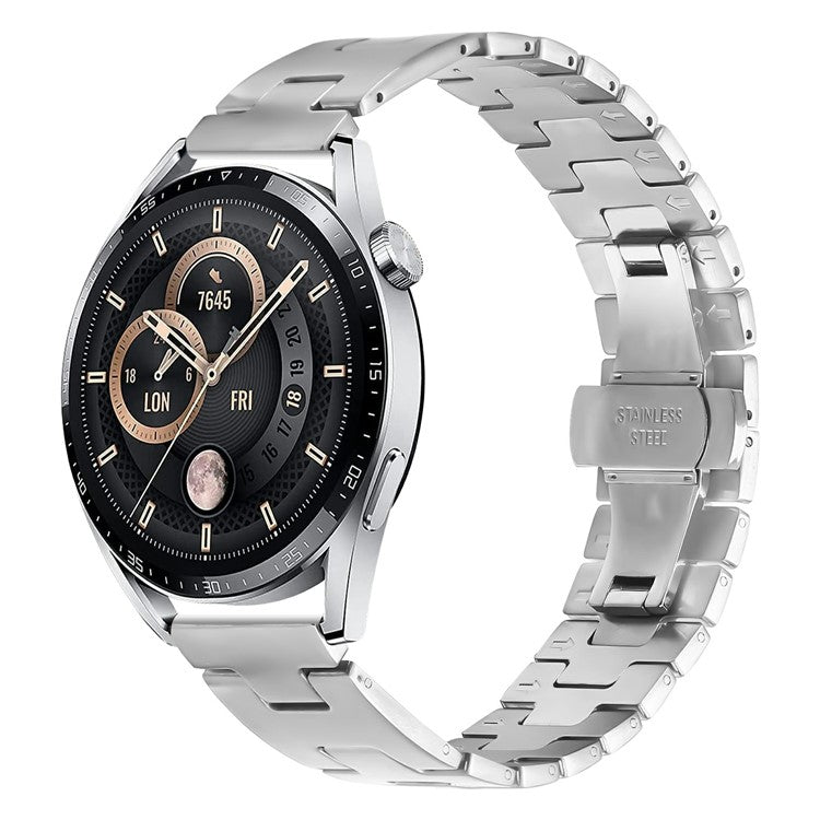 For Huawei Watch Buds Replacement Strap H-Type Butterfly Clasp Stainless Steel Watch Band Silver