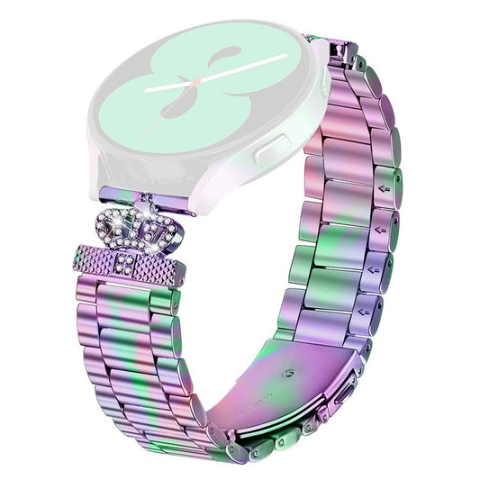 PRAGUS For Haylou BLING LS12 Stainless Steel Strap Crown Shape Rhinestone Decor Watch Band - Colorful