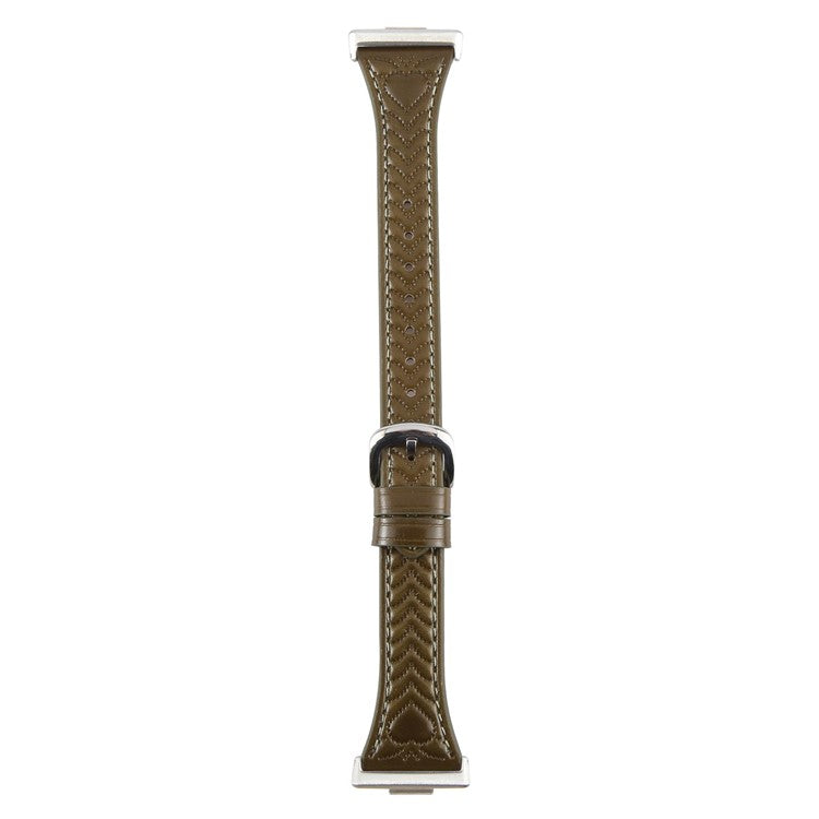PRAGUS For Huawei Watch Fit Heart Pattern Embossed Watch Band Cowhide Leather Strap - Green