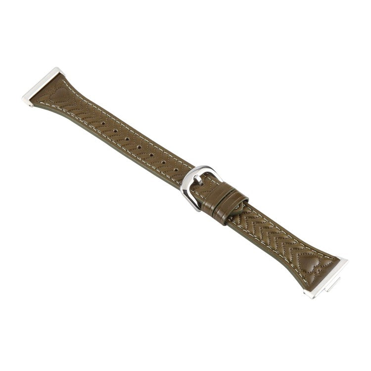PRAGUS For Huawei Watch Fit Heart Pattern Embossed Watch Band Cowhide Leather Strap - Green