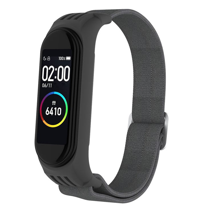 Elastic Nylon Smart Watch Strap Replacement Watchband for Xiaomi Mi Band 3/4/5/6 - Dark Grey