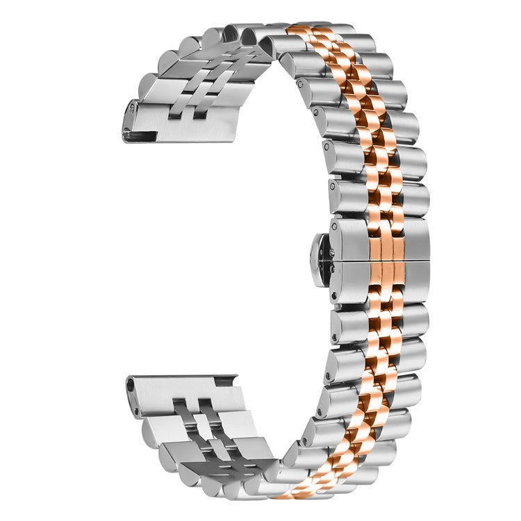 PRAGUS For Huawei Watch 4 Pro / Watch 4 Wrist Band 5-Bead Stainless Steel Butterfly Clasp Watch Strap - Silver+Rose Gold